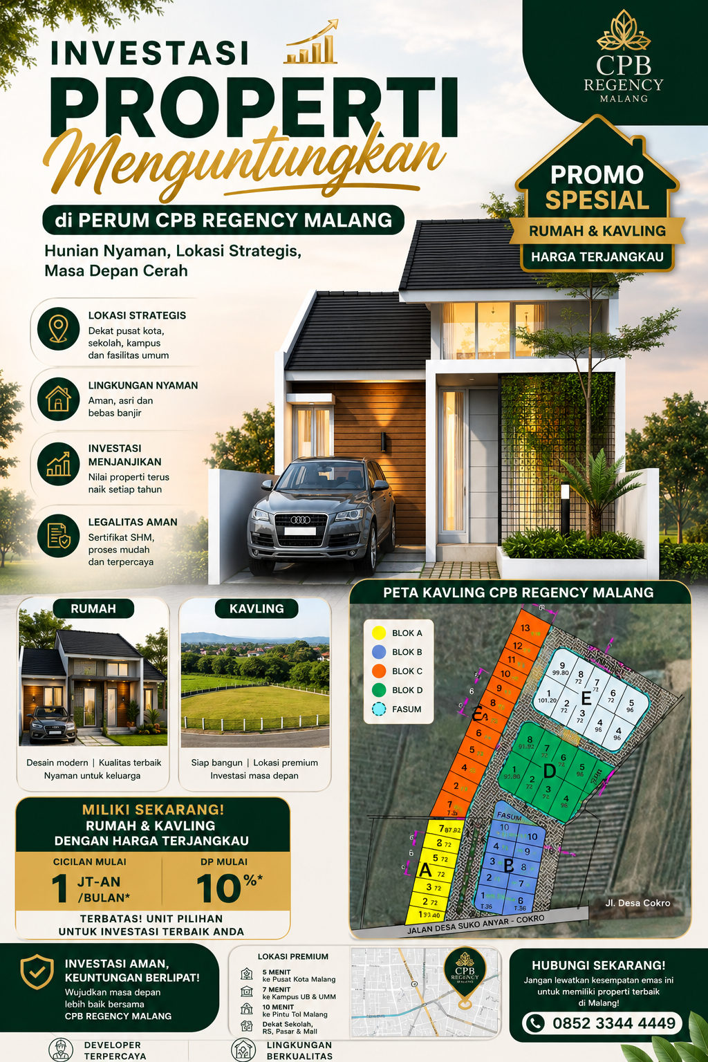 Investasi Properti Menguntungkan di Perum CPB Regency Malang: Promo Rumah dan Kavling dengan Harga Terjangkau