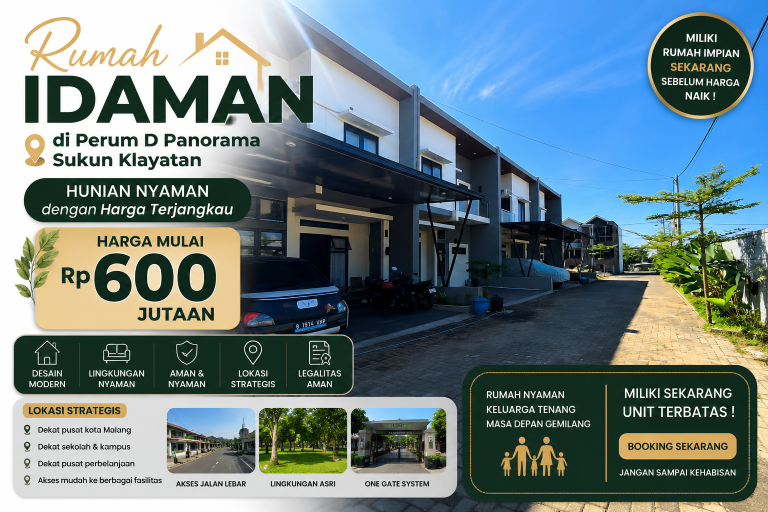Rumah Idaman di Perum D Panorama Sukun Klayatan: Hunian Nyaman dengan Harga Terjangkau Rp600 Jutaan
