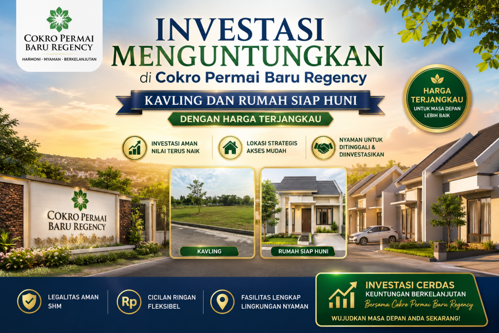 Investasi Menguntungkan di Cokro Permai Baru Regency: Kavling dan Rumah Siap Huni dengan Harga Terjangkau